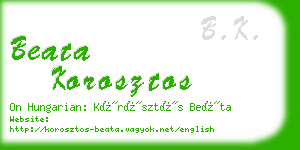 beata korosztos business card